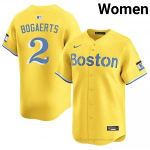 Women Xander Bogaerts #2 Boston Red Sox Gold Authentic Stitch Baseball Jersey 4OH18t49
