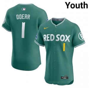 #1 Bobby Doerr Green Youth BoSox Gameday Embroidery Baseball Jersey ISgGW443