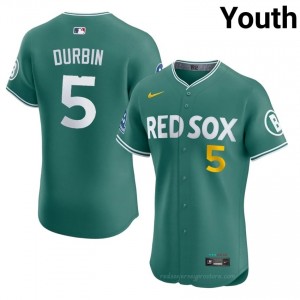 #5 Caleb Durbin Green Youth BoSox Gameday Embroidery Baseball Jersey 6V382i16