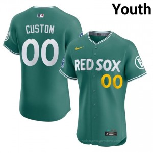 Custom #00 Red Sox Green Youth Limited Embroidery Baseball Jersey Qd11M685