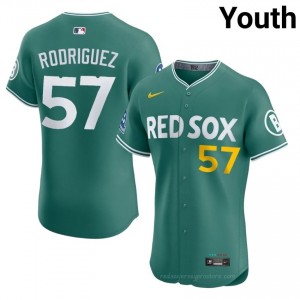 Eduardo Rodriguez #57 Red Sox Green Youth Limited Embroidery Baseball Jersey 0o5y5898
