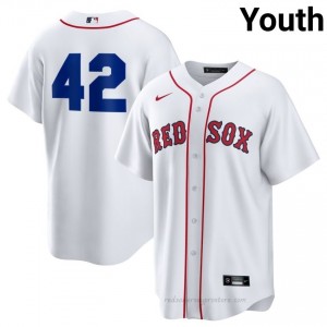 BOS Red Sox #42 Jackie Robinson Day White Youth Replica Stitched Baseball Jersey 5K50m473