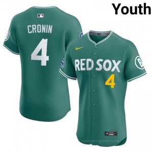 BOS Red Sox #4 Joe Cronin Green Youth Premium Embroidery Baseball Jersey 64674450