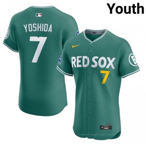 BOS Red Sox #7 Masataka Yoshida Green Youth Premium Embroidery Baseball Jersey DQW4jU32