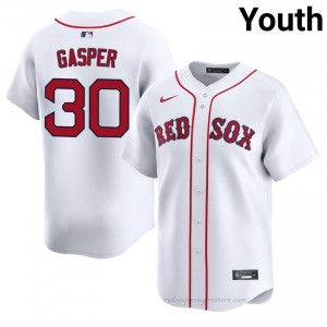 #30 Mickey Gasper White Youth BoSox Classic Stitched Baseball Jersey lk5N1366