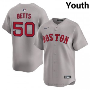 BOS Red Sox #50 Mookie Betts Gray Youth Premium Embroidery Baseball Jersey 8lc01142