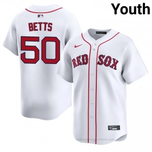 #50 Mookie Betts White Youth BoSox Classic Stitched Baseball Jersey 24NF8671