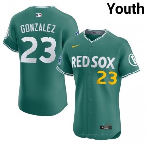 #23 Romy Gonzalez Green Youth BoSox Gameday Embroidery Baseball Jersey 66bT3641