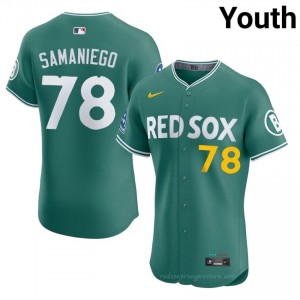 BOS Red Sox #78 Tyler Samaniego Green Youth Premium Embroidery Baseball Jersey 2T3s2823