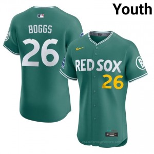 Youth Wade Boggs #26 Boston Red Sox Green Game Embroidery Baseball Jersey 8Bht7v57