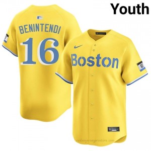 #16 Andrew Benintendi Gold Youth BoSox Classic Stitched Baseball Jersey 6fULdA15