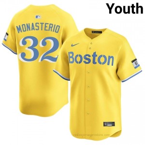 Andruw Monasterio #32 Red Sox Gold Youth MLB Stitched Baseball Jersey cb1bW644