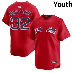 #32 Andruw Monasterio Red Youth BoSox Official Stitch Baseball Jersey Y6EJFk74