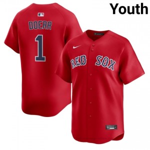 BOS Red Sox #1 Bobby Doerr Red Youth Player Stitch Baseball Jersey V1oXw755