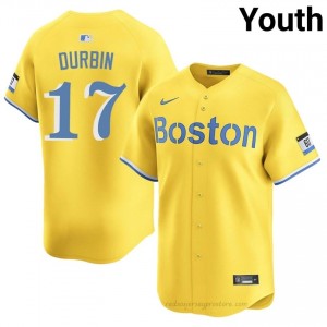 Youth Caleb Durbin #17 Boston Red Sox Gold Exclusive Stitched Baseball Jersey 10gS6t22