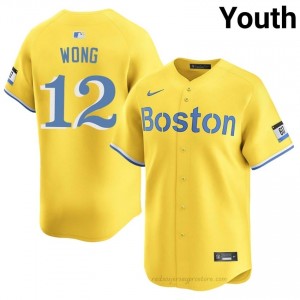 Connor Wong #12 Red Sox Gold Youth MLB Stitched Baseball Jersey 60j7UP58
