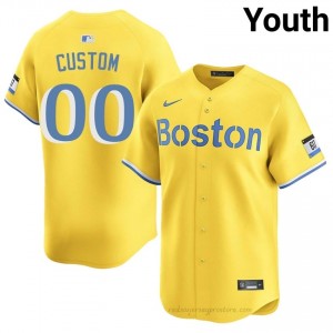 BOS Red Sox #00 Custom Gold Youth Replica Stitched Baseball Jersey 3O7XCn61