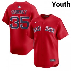 Youth Garrett Crochet #35 Boston Red Sox Red Authentic Stitch Baseball Jersey 4Sg2R489