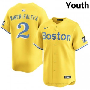 #2 Isiah Kiner-Falefa Gold Youth BoSox Classic Stitched Baseball Jersey 1s8fpE51