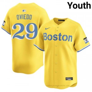 Youth Johan Oviedo #29 Boston Red Sox Gold Exclusive Stitched Baseball Jersey d67FUO92