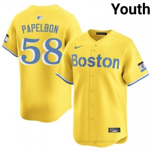 Jonathan Papelbon #58 Red Sox Gold Youth MLB Stitched Baseball Jersey t38xXm81