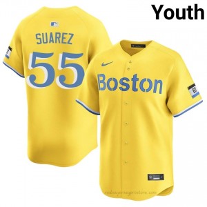 Youth Ranger Suarez #55 Boston Red Sox Gold Exclusive Stitched Baseball Jersey eMfhXM88