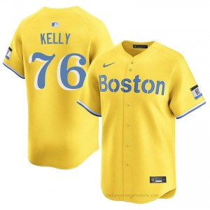 Men Zack Kelly #76 Boston Red Sox Gold Game Embroidery Baseball Jersey 67w2nR55